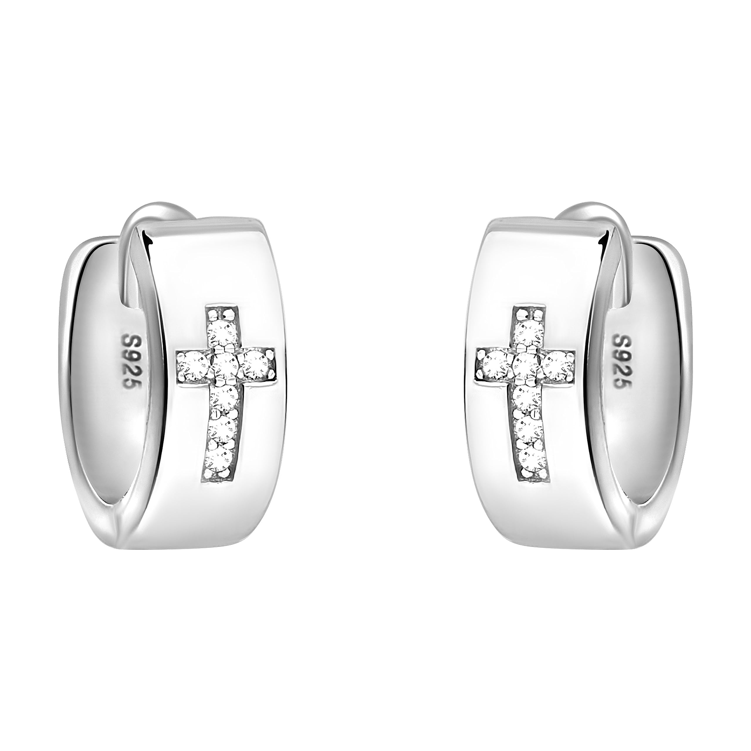 SOFIA MILANI - Damen Ohrringe 925 Silber - mit Zirkonia Steinen - Kreuz Creole