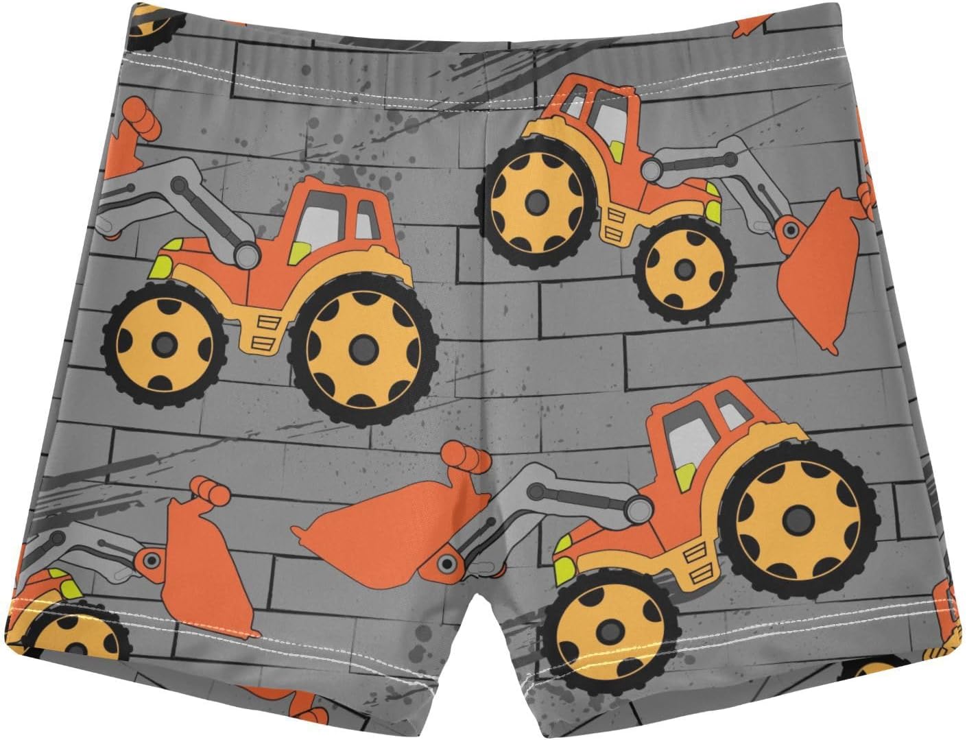 ZZKKO Orange Tractor with Bucket Boys Swim Trunks Swimsuits for Toddler Boy Swim