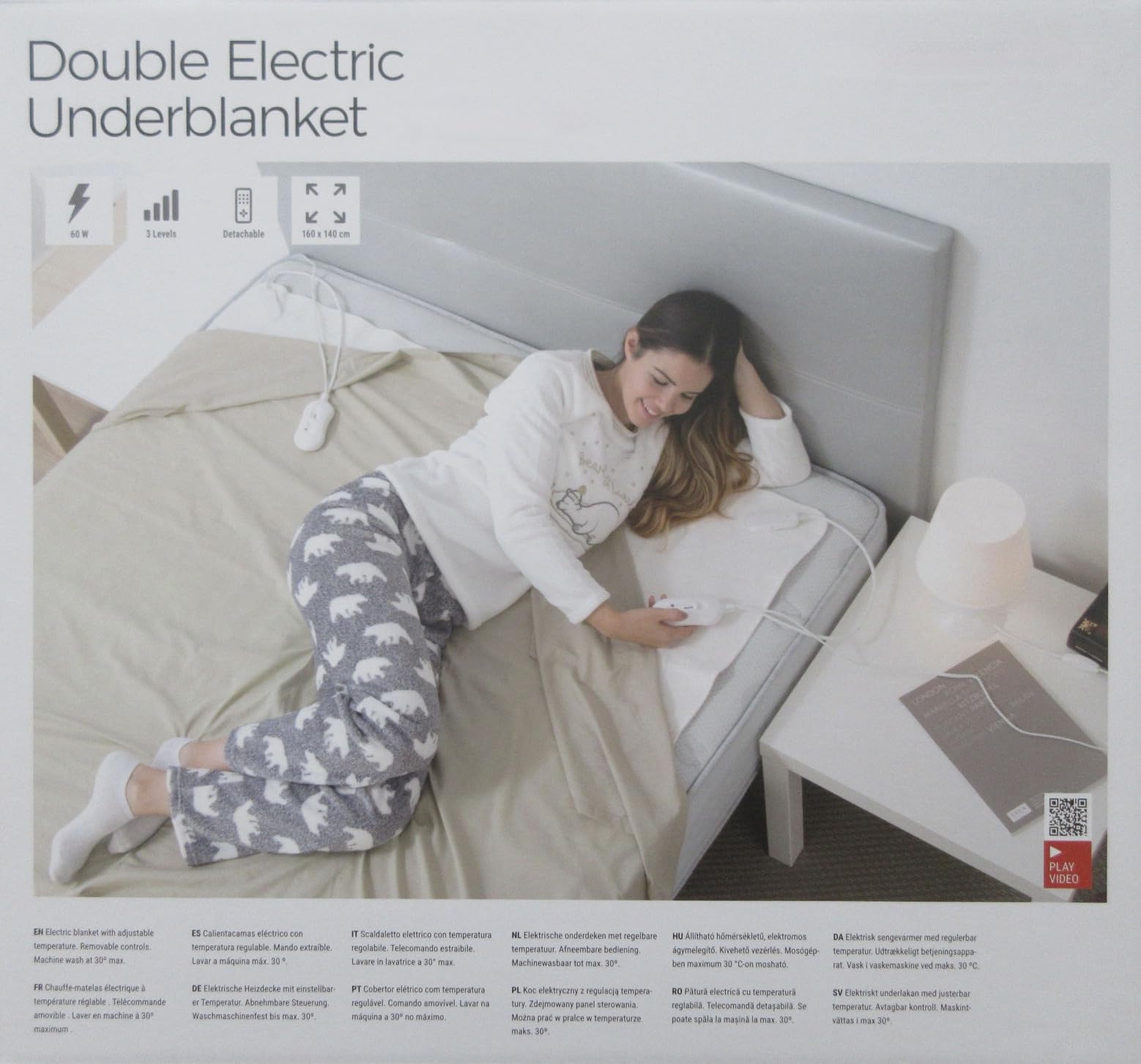 Coperta termica per letto matrimoniale elettrico, 160 x 140 cm, colore: Bianco