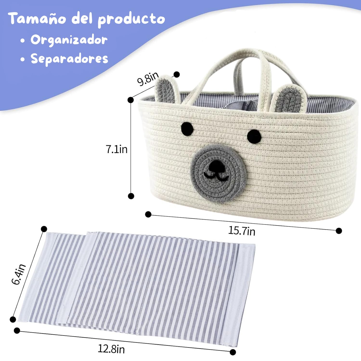 Organizador de pañales para bebé, cesta de regalo bebé, canastilla, cestas bebé, canastilla bebé recién nacido, regalo bebé, pañales bebé recién nacido, cesta regalo (BLANCO)