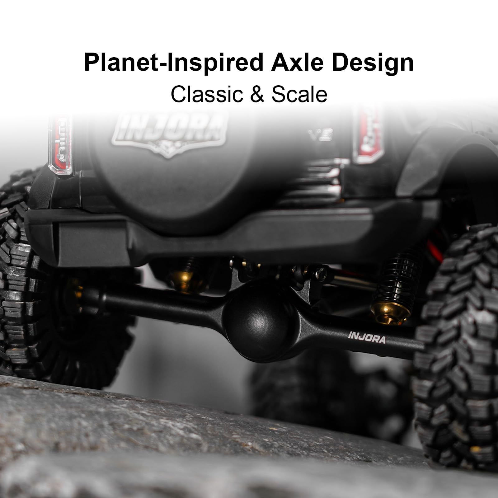 INJORA Assali Planet +7mm con Alberi a Doppia Giunzione & Sterzo Idraulico Scalato per TRX4M 1/18