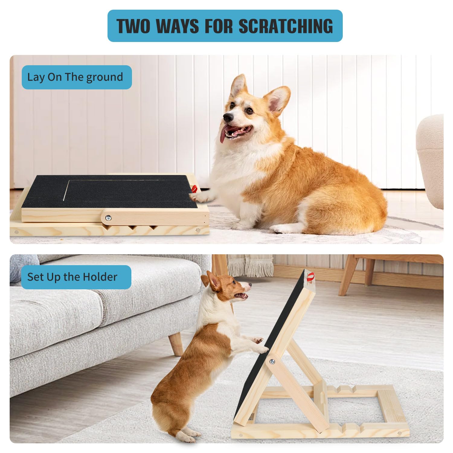 KIKIGOAL Upgrade Dog Nail Scratch Board File,Wooden Dog Nail File Board with Built-in Snack Box Sandpaper Puppy Nail Grinding Pad Sturdy Dog Paws Scratch Board Include Two Sandpaper - Image 2
