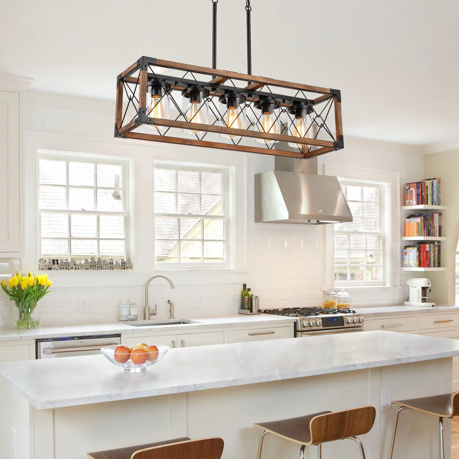 Buy Trongee Farmhouse Island Light for Dining Room, 5 Lights Kitchen
