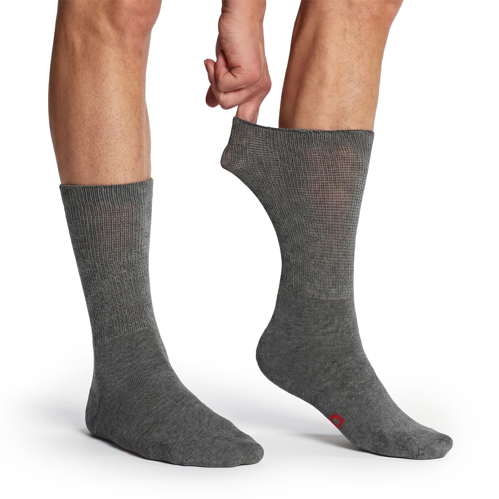 alber's SALUS – 5 Pairs Medium Legth Men’s Cotton Socks, Comfort Fit, Wide Soft Cuff, Sponge Base, for Sensitive Feet, Grey & Navy, UK Size 8-10