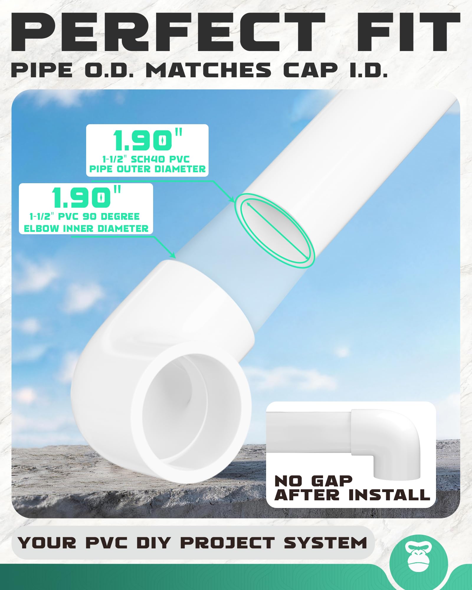 Raccords de tuyau coudés à 90 degrés de 3,8 cm (douille x douille), 10 raccords de tuyau en PVC à 2 voies robustes à angle droit pour créations en PVC, adaptateur de couplage en PVC annexe 40.