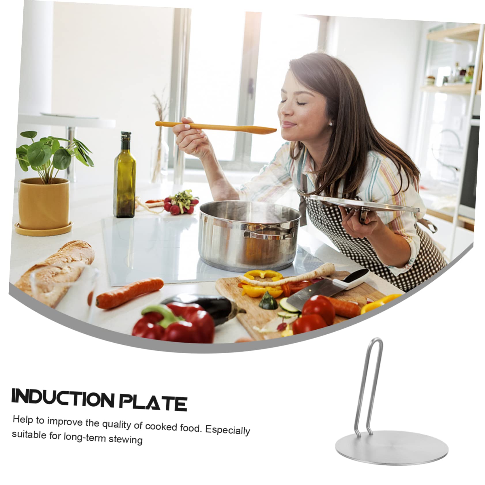 Placa Difusora de Calor para Estufa Eléctrica con Mango Extraíble de Acero Inoxidable Distribución Uniforme E Inducción y Apta para Ollas Cerámicas