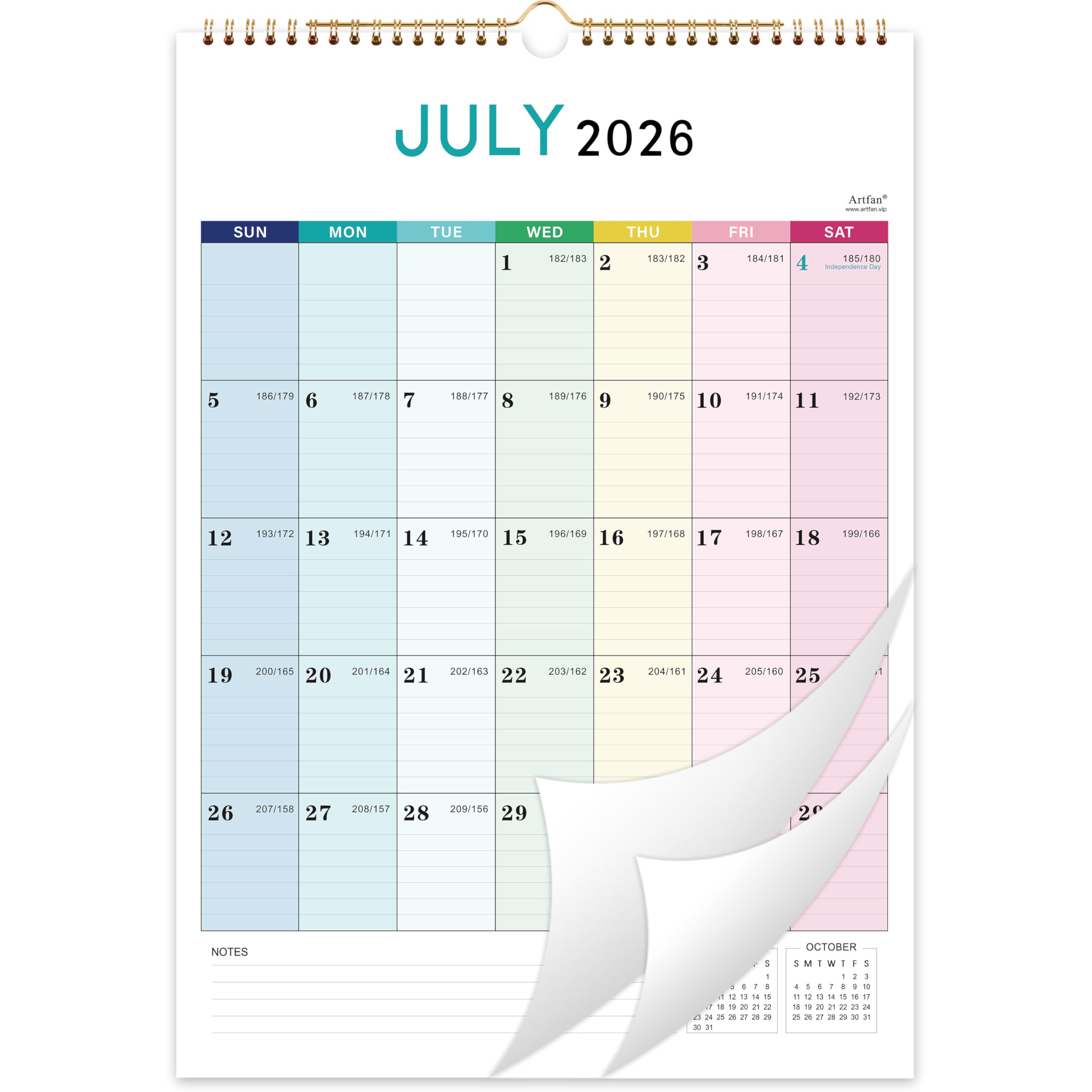 Calendar 2026-2027 - Wall Calendar 2026-2027, Jul. 2026 - Dec. 2027, 12" x 17", 18 Months Wall Calendar with Twin-Wire Binding, Hanging Hook - Colorful Lump