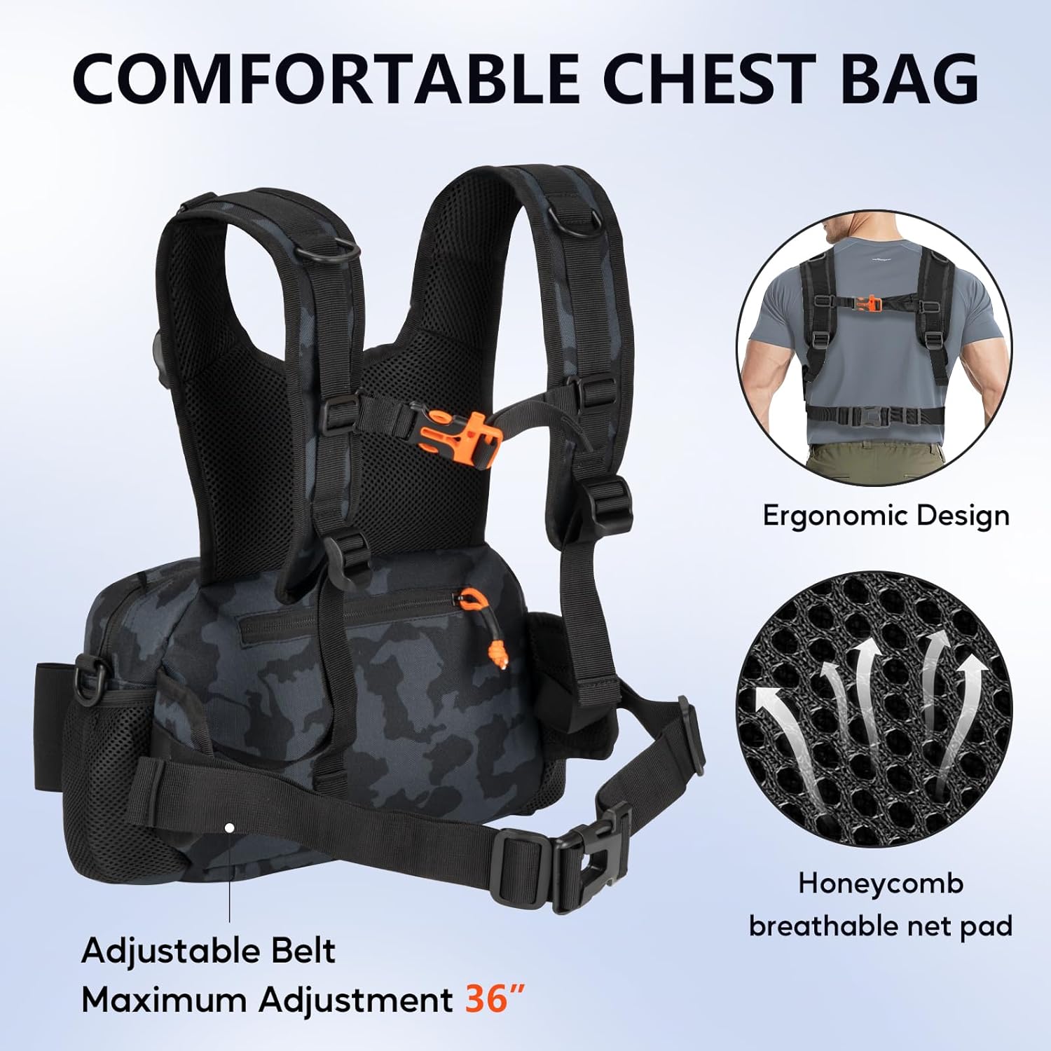 QualyQualy Tactical Chest Rig Large Chest Bag for Men Sport Chest Pack for Outdoor, Tactical Vest for Hiking, Cycling, Travel