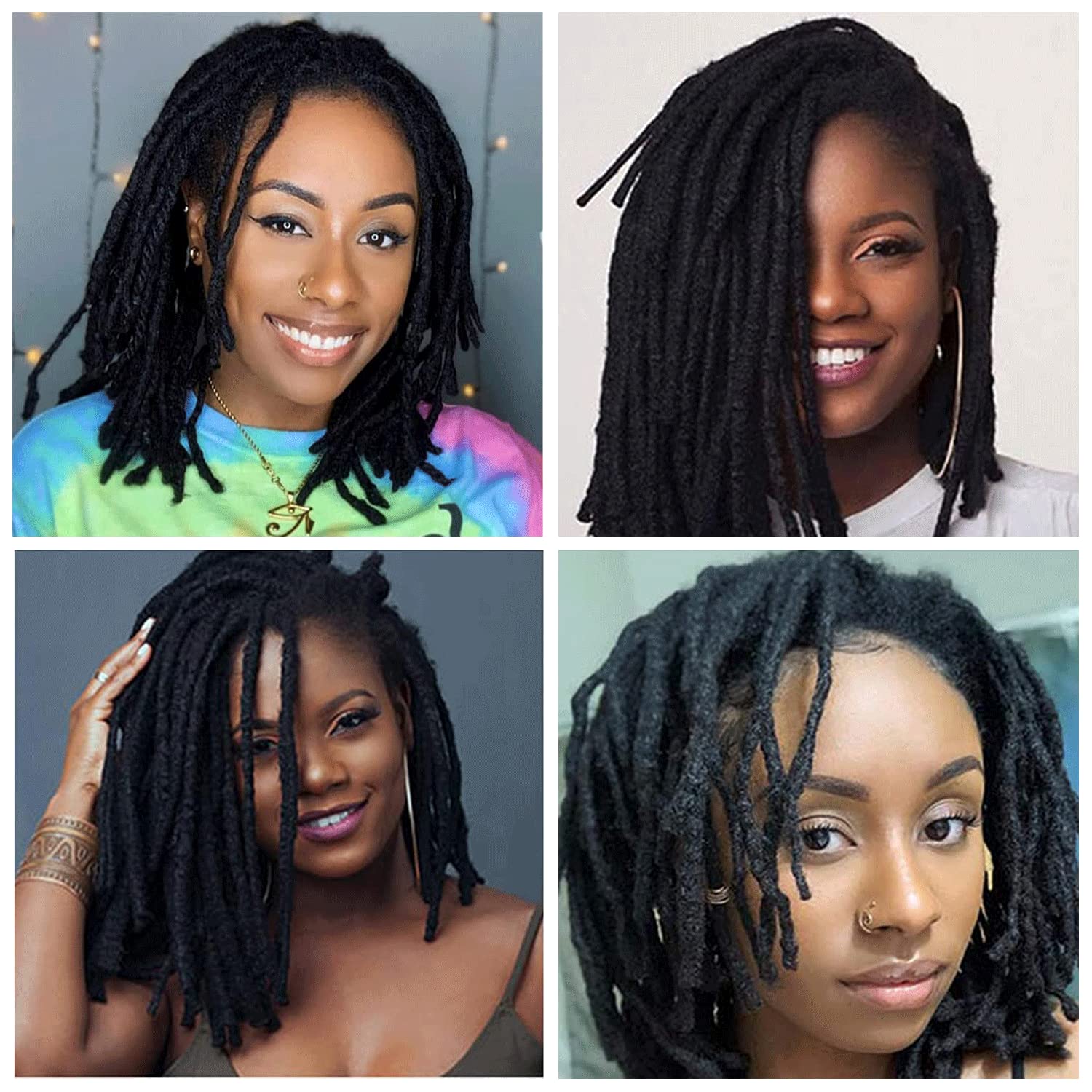 Loc Extensions Human Hair 4 Inch 0.6cm Thickness Real Human Hair Dreadlock Extensions for Man/Women Can Be Dyed and Bleached Full Handmade Permanent Loc Extensions Human Hair