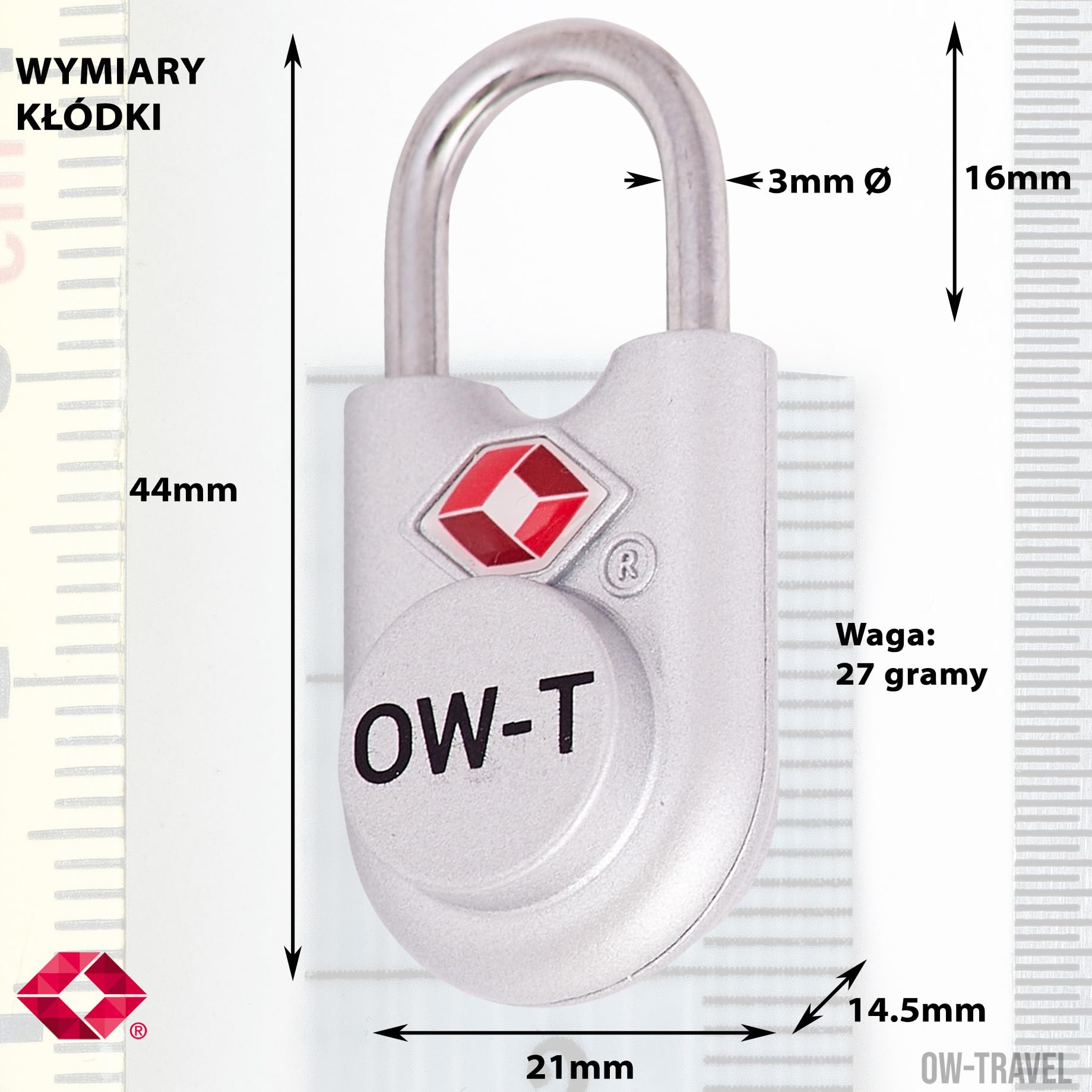 OW-Travel TSA Kłódka z Kluczykiem ​(Zestaw 2 Silver) Zamki Bagażowe na Klucz. Wytrzymałe Kłódki Bagażowe z Zamkiem na Klucz do Bagażu, Torby, Walizki, Plecaka, Szafki na Siłowni