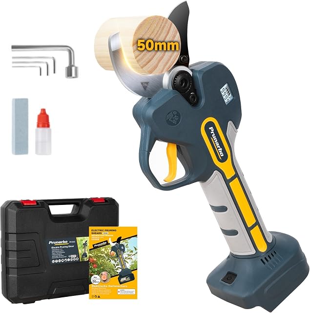 50mm Poignées de taille électrique compatibles avec la batterie Makita, Batterie à outils seulement, Secateurs professionnels, 2inch Capacité de coupe pour les grandes branches & Ébauche commerciale