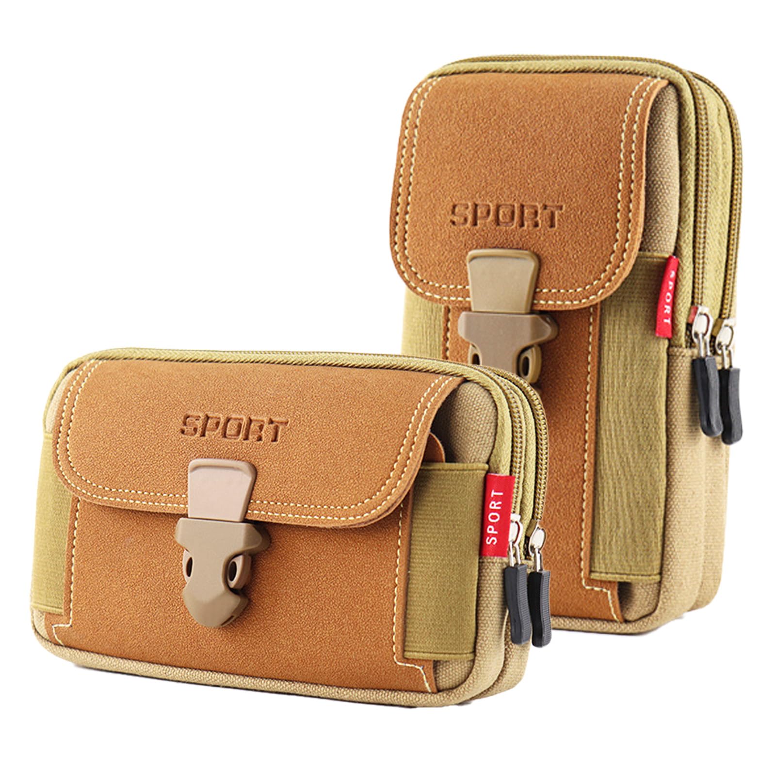 CHENKEE Tactical Molle Pouches,2 Pcs Universal Outdoor Belt Pouch,Hiking Waist Bag,Multipurpose Tactical Pouch,Practical Bumbags for Men,for Outdoors,Travel,Sport,Hiking,Camping(Khaki)