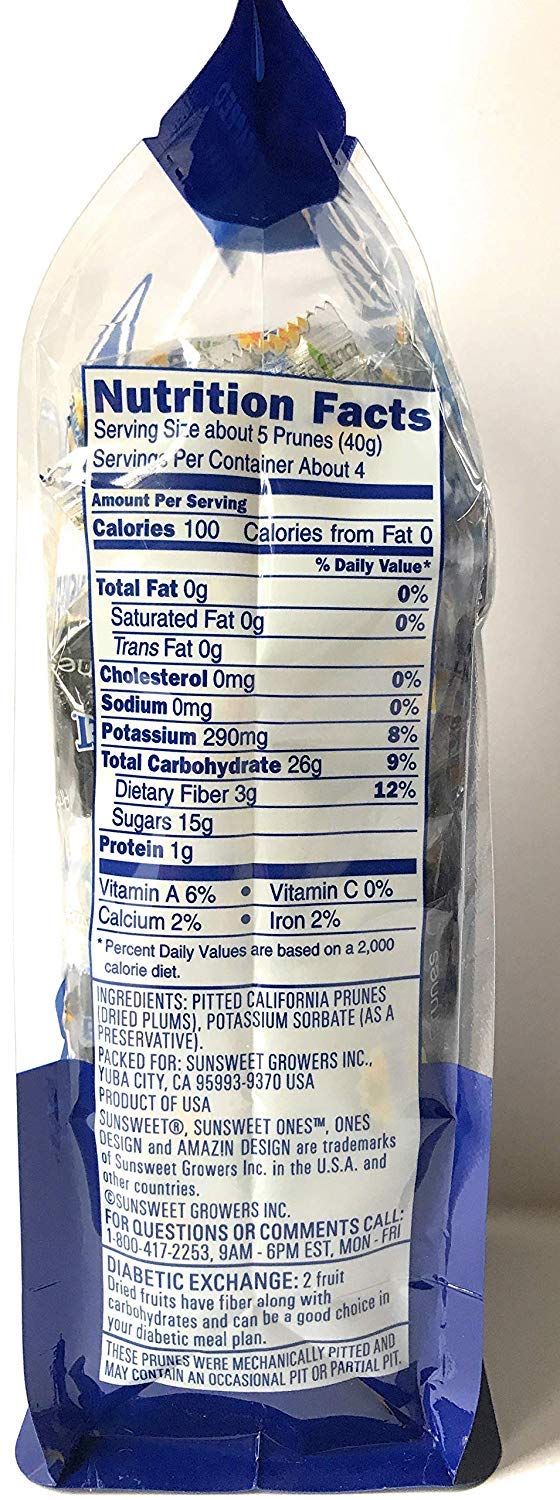 Sunsweet Ones Individually Wrapped Pitted Prunes Bundle - 3 Packages (each package is 6 ounces) and Prune Recipe E-Book (Downloadable)