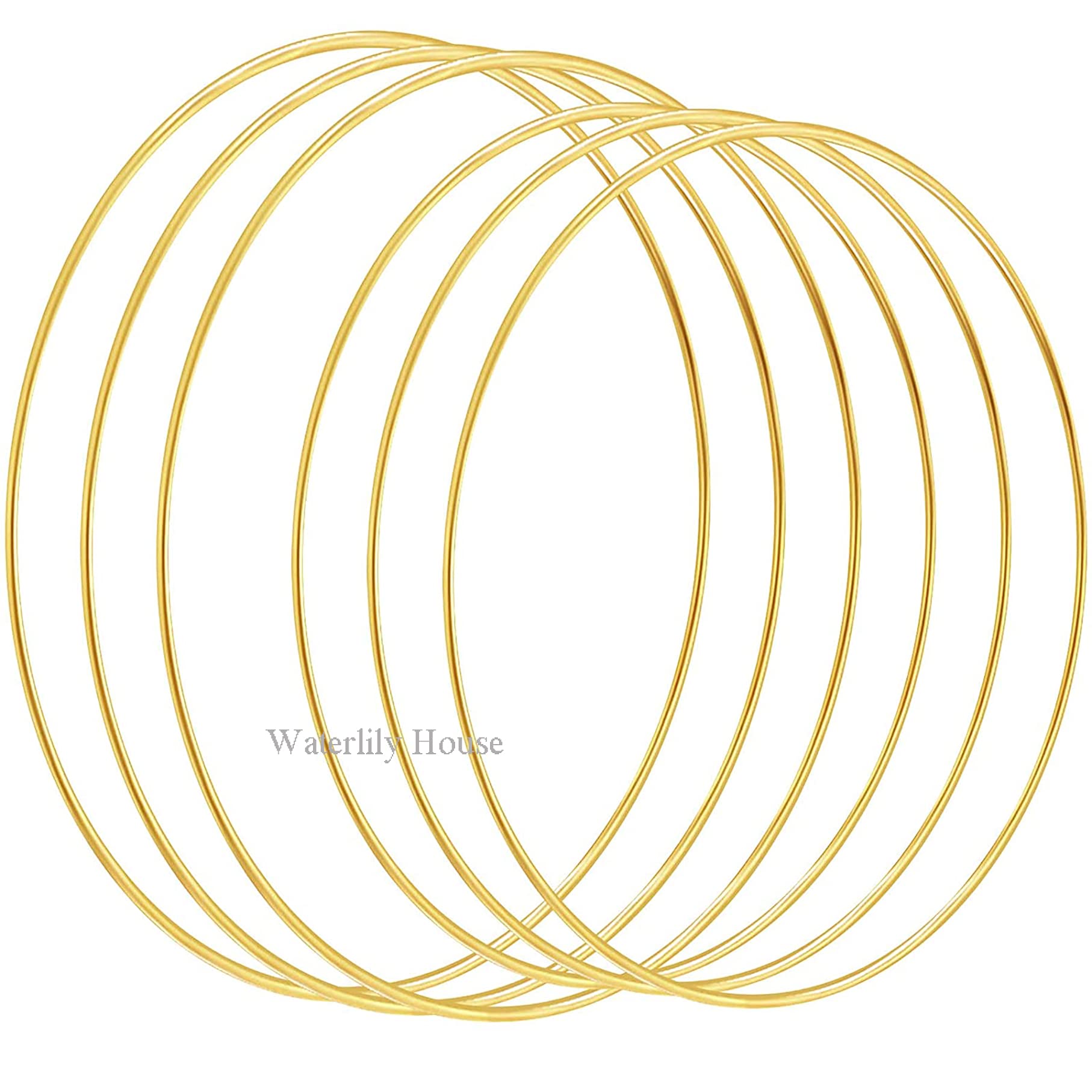 Waterlily House's 6 Pieces Large Gold Metal Rings DIY Wreath Metal Hoop Crafts Metal Rings for Dream Catcher,Macrame Supplies and Crafts, Wedding, Thanksgiving, Christmas Wreath(20 Inches, 16 Inches)-image-19