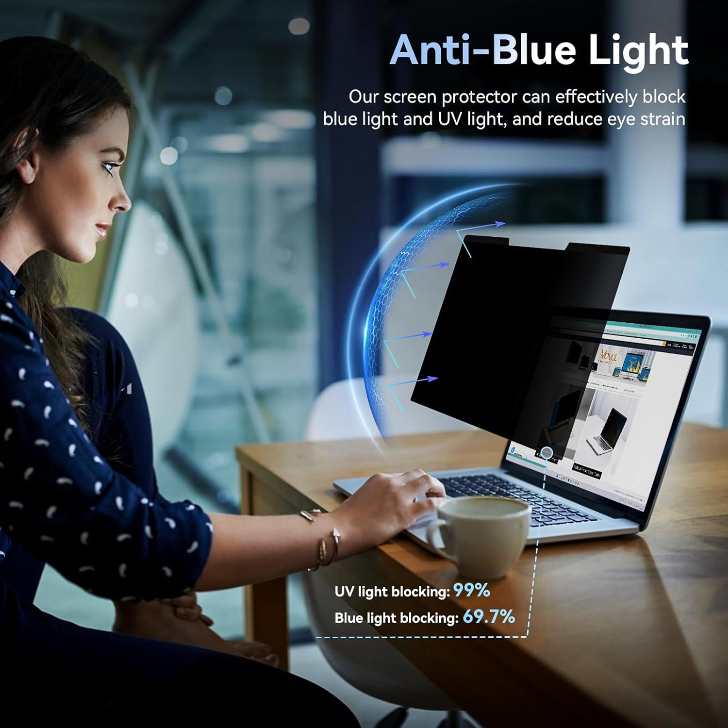 Mamol Magnetic Laptop Privacy Screen 16 inch,16:10 Aspect Removable Anti Glare Protector Blue Light Privacy Screen Filter,Filter Shield Compatible with HP/Dell/Acer/Asus/Samsung/Lenovo/Thinkpad Envy