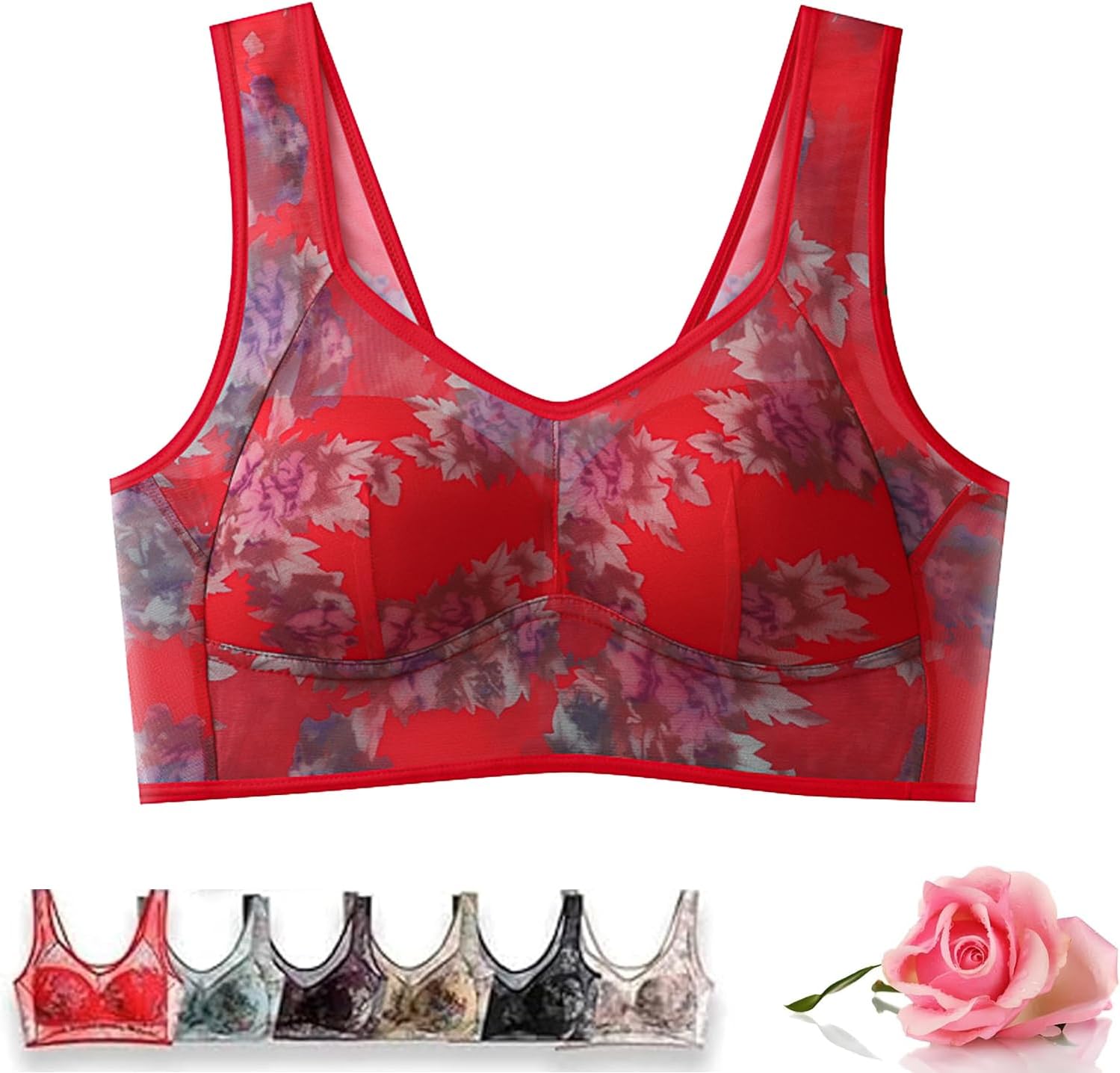 Ellesbloom - Ice Silk Lace Cooling Comfort Bra, Evylady Bras for Seniors, Womens Ice Silk Lace Cooling Comfort Bra