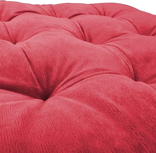 Miniatura 4 de ELFJOY Cojines de tela de lijado de color sólido para silla mecedora, juego de almohadillas para silla mecedora (V-GraceRed)