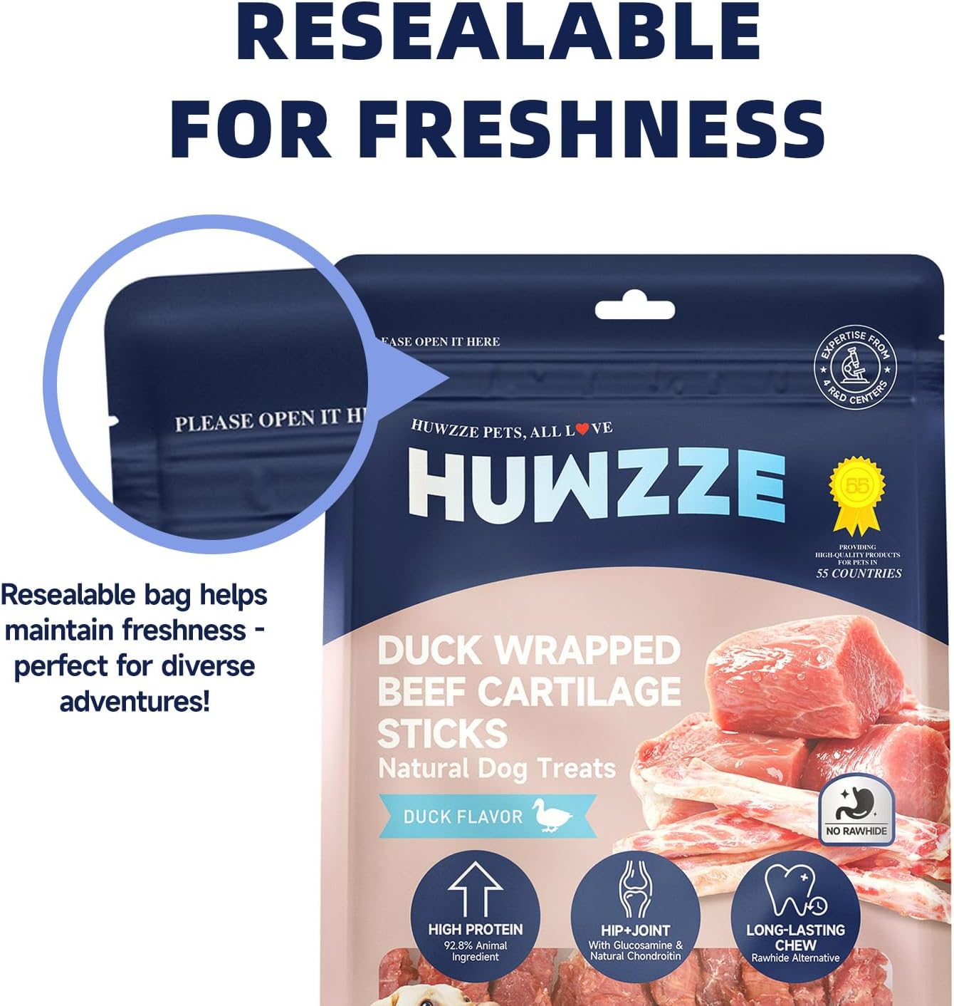 14.1 oz Duck Wrapped Beef Cartilage Sticks for Dogs, Rawhide Free Dog Training Treats, High Protein Chews, Long-Lasting Chew Sticks with Glucosamine & Natural Chondroitin for Joint Support