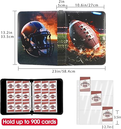 Miniatura 3 de YDEPLVEO Carpeta de tarjetas de fútbol de 900 bolsillos con mangas, multicolor, 9 bolsillos con 50 fundas extraíbles con cremallera, carpeta de