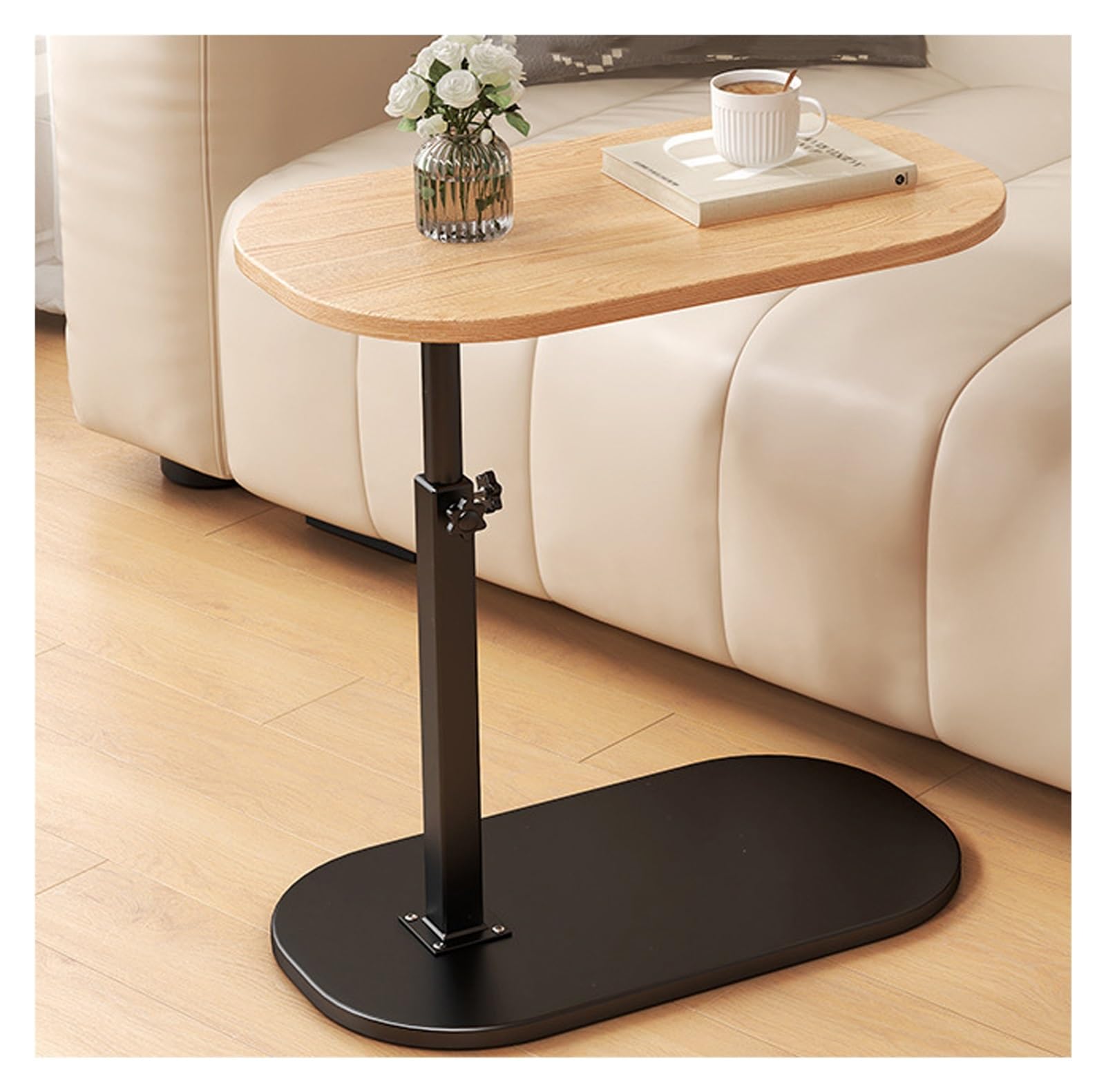 SXZenSpace Adjustable C Shaped Side Table 360° Rotating Small Coffee for Living Room Sofa Bed Bathtub & Office Modern Multi Functional Furniture