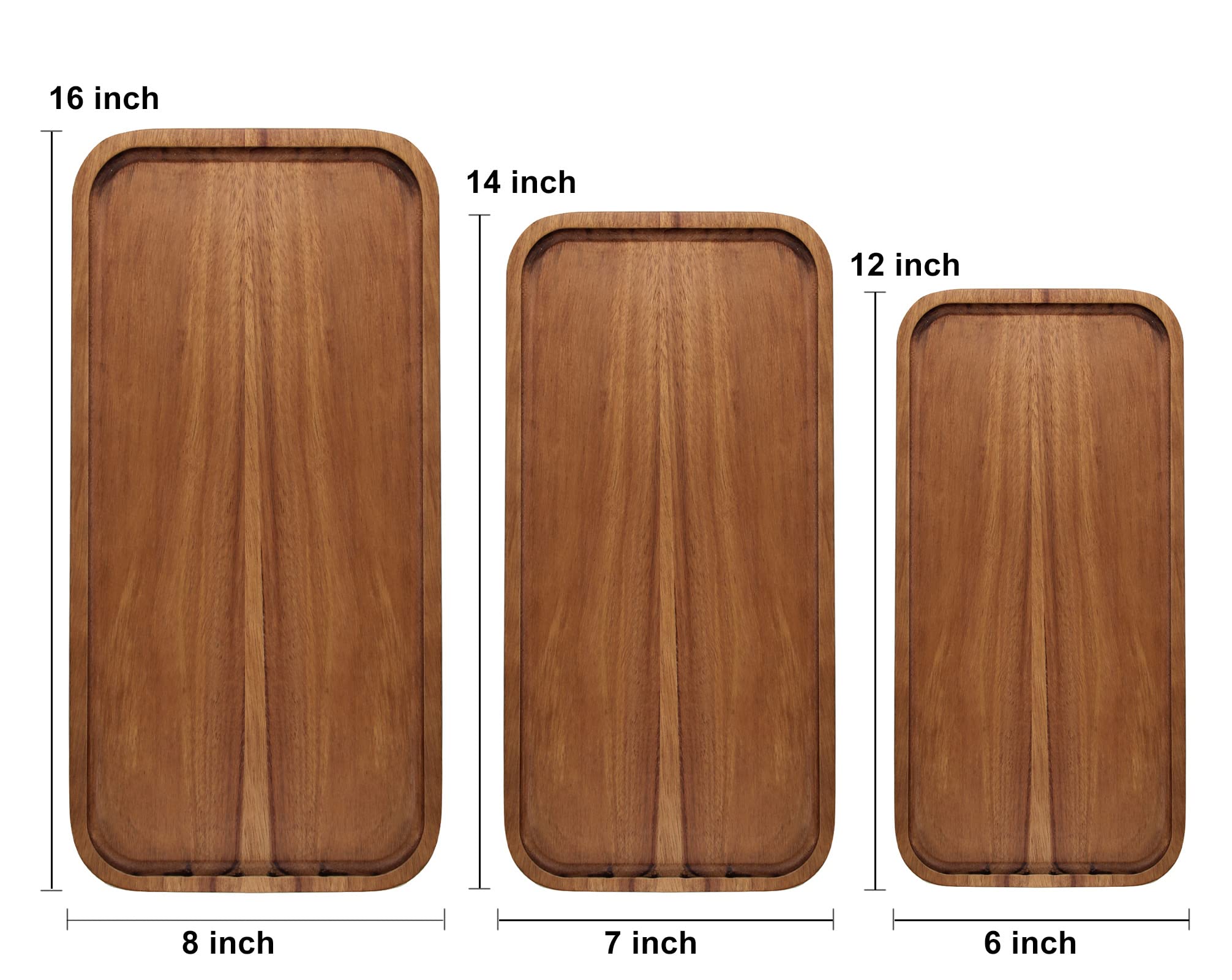 Rechteckige Holzplatten für Lebensmittel, Party, Obst, dekoratives Serviertablett, 35,6 x 17,8 cm, Akazienholz, Käse, Charcuterie, Brett, rechteckig, Speiseteller, Snack-Vorspeisen-Platte für