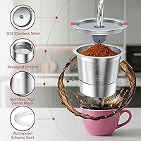 Vista 5 de Tazas reutilizables K Cup para Keurig, cápsulas de café reutilizables K Cup compatibles para cafeteras Keurig 1.0 y 2.0, tazas K de acero inoxidable
