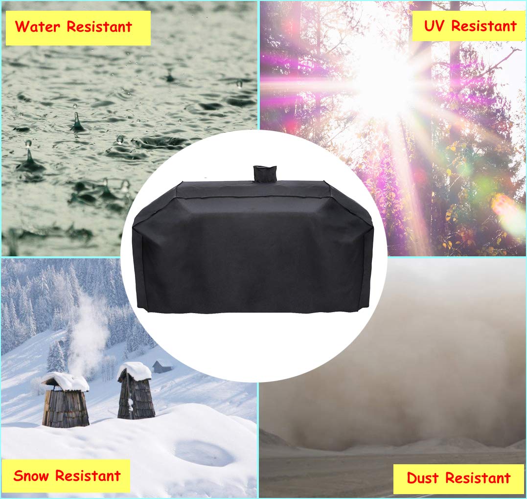Robuste Grillabdeckung für Smoke Hohlgas/Holzkohlegrill und mehr, UV- und wasserbeständiges Gewebe, wetterfeste Abdeckung, 79 Zoll, schwarz