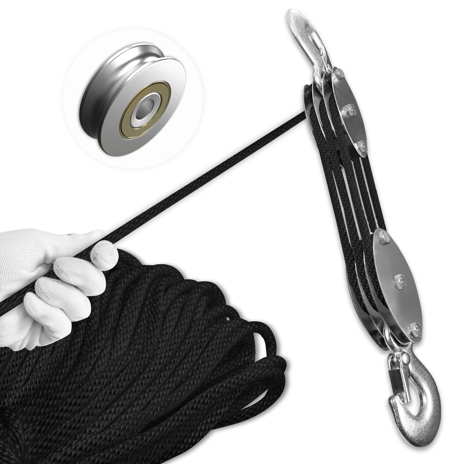 Snapklik.com : SALIFTFE Block And Tackle Pulley System, Upgraded 3 ...