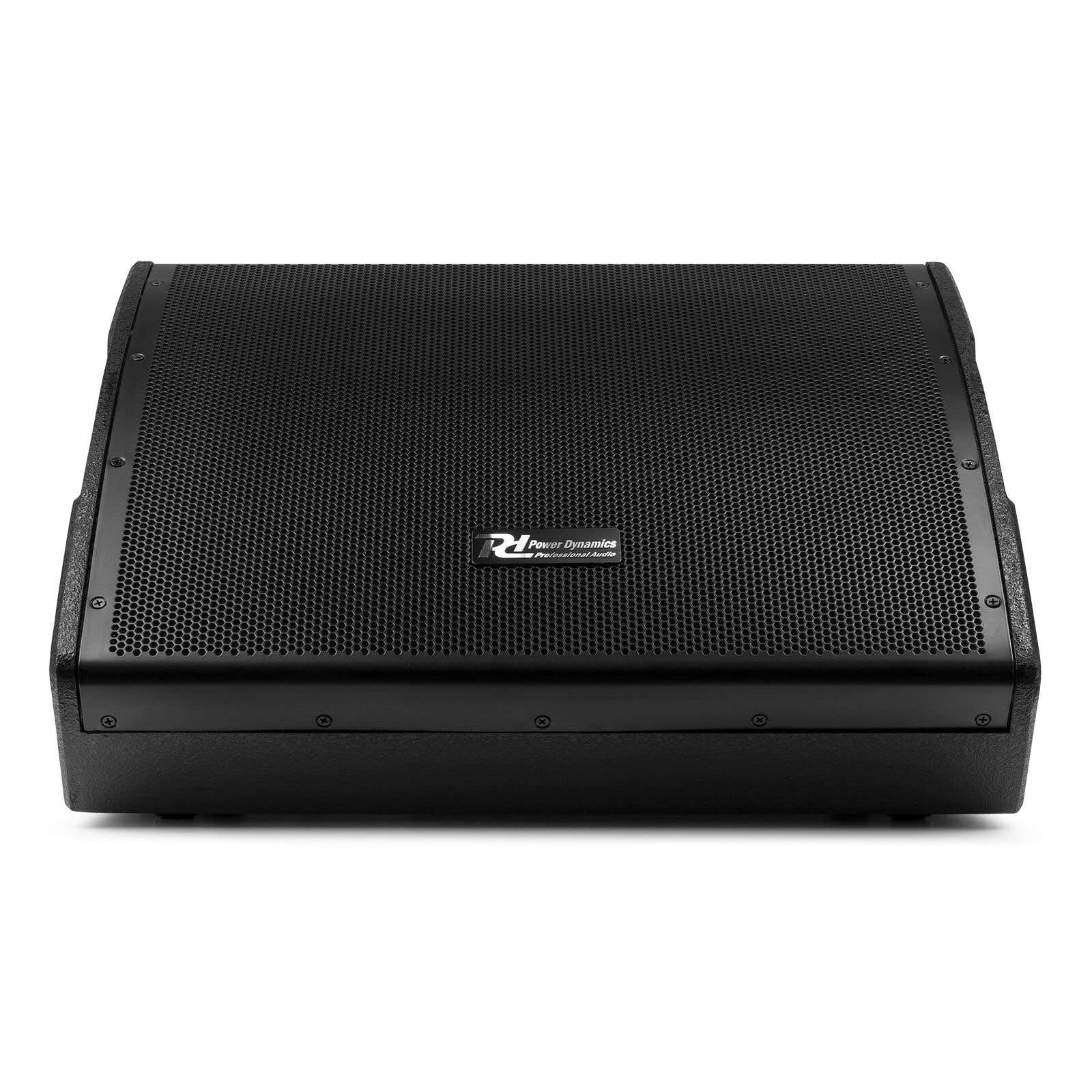 Power Dynamics PDY215SM Boden Monitor 800 Watt, aktiver Bühnen Monitor, Active Stage Lautsprecher- 400W RMS Bi-Amp 2-Way Wedge Speaker, integriertem Mixer für Live-Musik & DJ-Auftritte, Schwarz