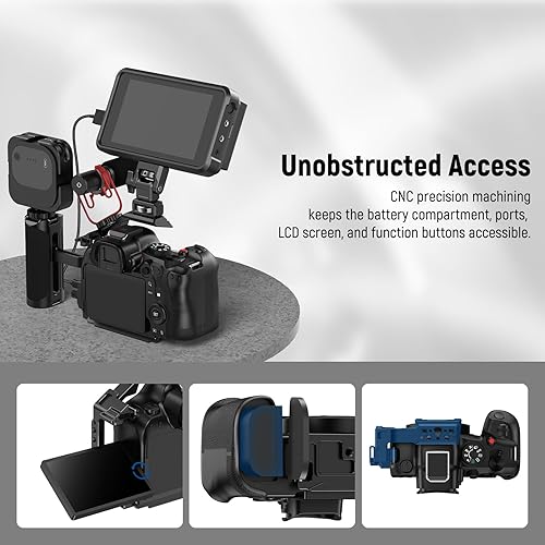 Miniatura 5 de NEEWER R6 & R6 Mark II Media Cámara Jaula, Plataforma de video de aluminio con abrazadera de cable HDMI, riel OTAN, Cold Shoes, Roscas de 14",