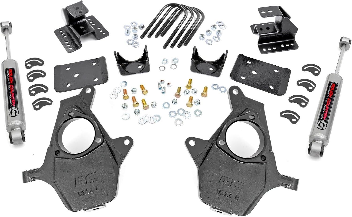Rough Country 2" Front 4" Rear Lowering Kit for 14-18 Chevy/GMC 1500 2WD - 71630
