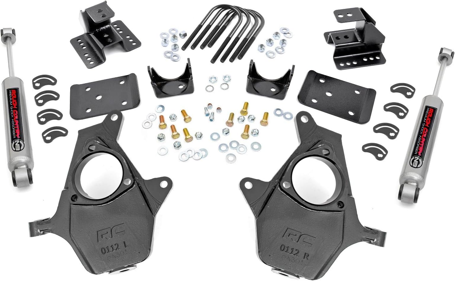 Rough Country 2" Front 4" Rear Lowering Kit for 14-18 Chevy/GMC 1500 2WD - 71630