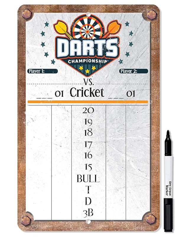 Dart Scoreboard (Gray) Dry Erase for Keeping Score in All