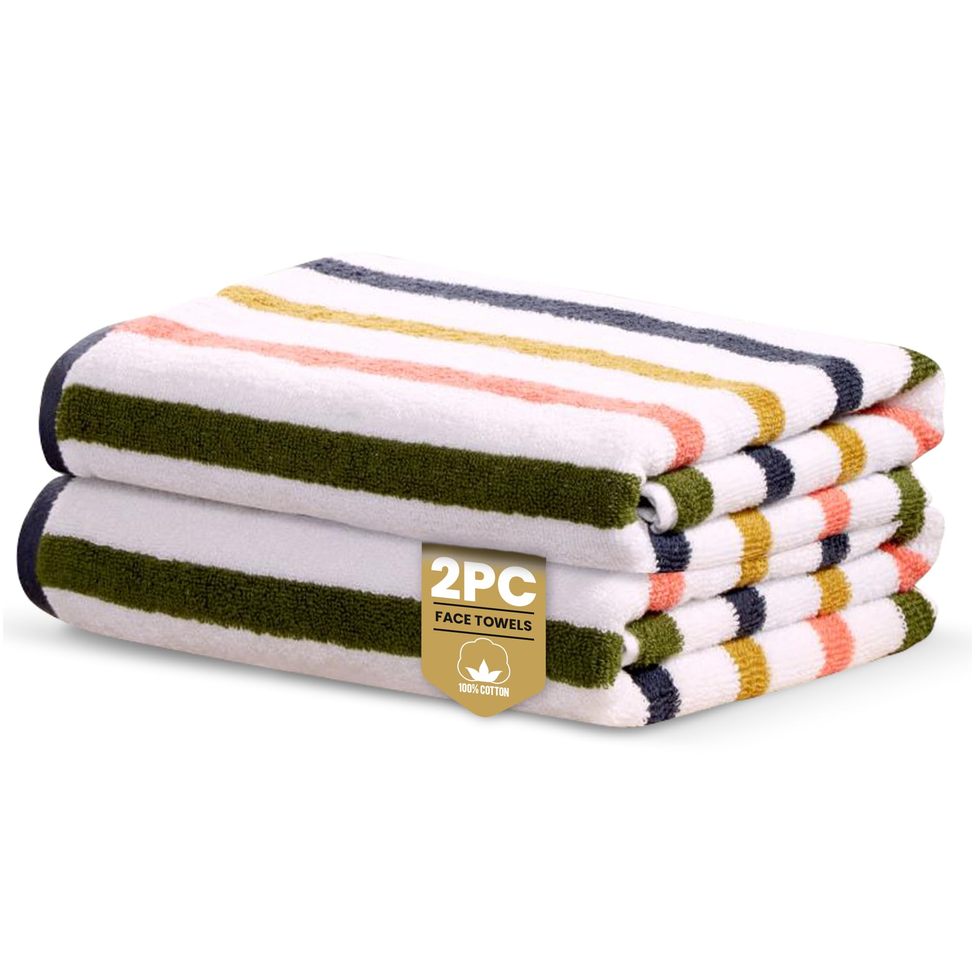 Rapport Home Amalfi Face Towels 2 Pack | Multi | 30x30cm | Luxurious 500GSM 100% Cotton | Oeko-Tex Certified Soft & Absorbent Face Cloths