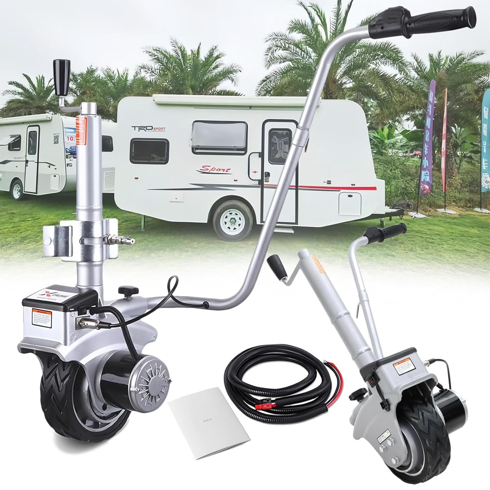 BeoyNot Electric Trailer Dolly,12V 350W Motorised Jockey Wheel,Ratchet Trailer Jack,Steel Motorised Jockey Wheel Trailer Mover, 2270KG Towing Capacity,6-7m/min Speed,for Caravan,Boat,Trailer