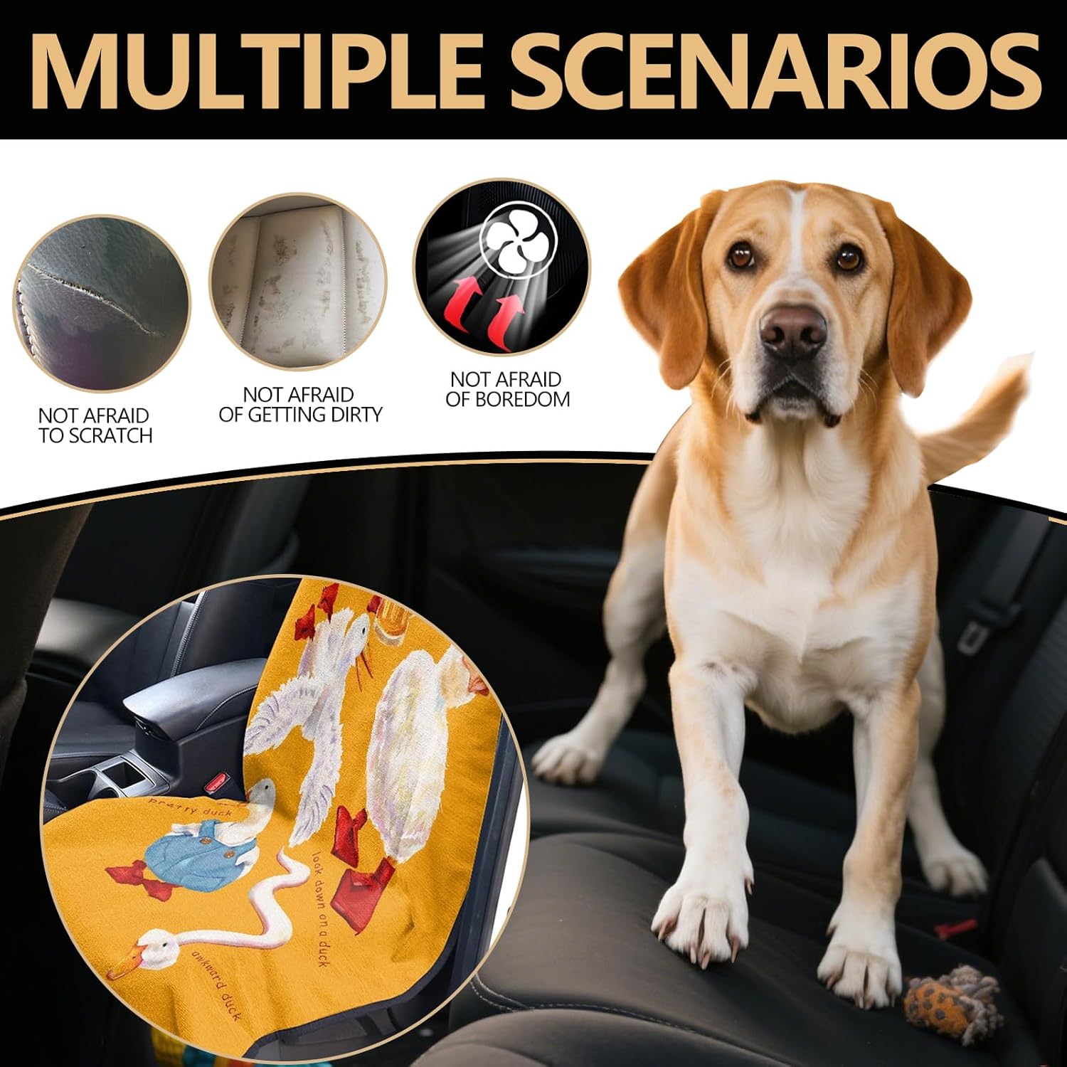 Duck Wrinkle Rus Car Seat Towel – Sweat-Proof Workout Seat Protector, Quick-Dry Microfiber Towel Car Seat Cover for SUV Truck Sedan, Washable After-Gym Sweat Towel (Cheers Duck Design)