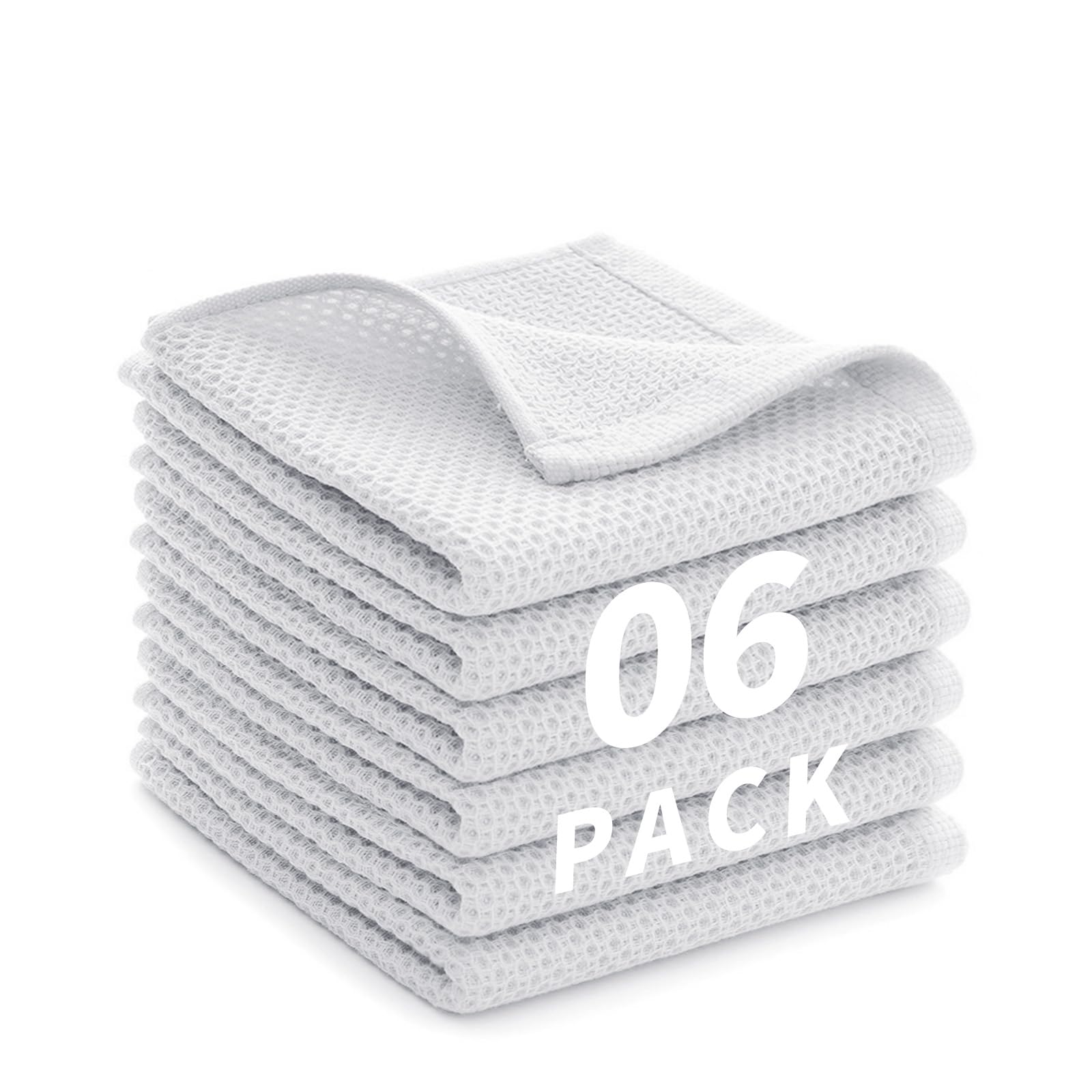 LikGuest Cotton Cleaning Cloths Soft Dish Towels White 30x30cm 6 PCS — image 1
