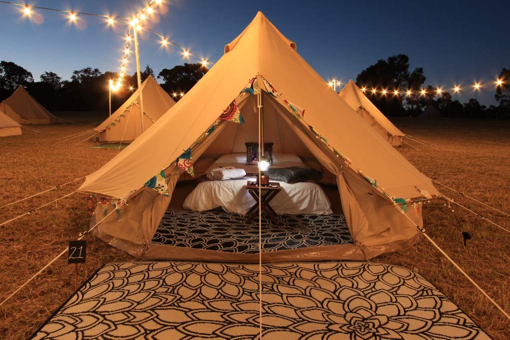 Comfortable Outdoor Cotton Canvas Big Family Camping Bell Tent (Diameter 6M) : Sports & Outdoors