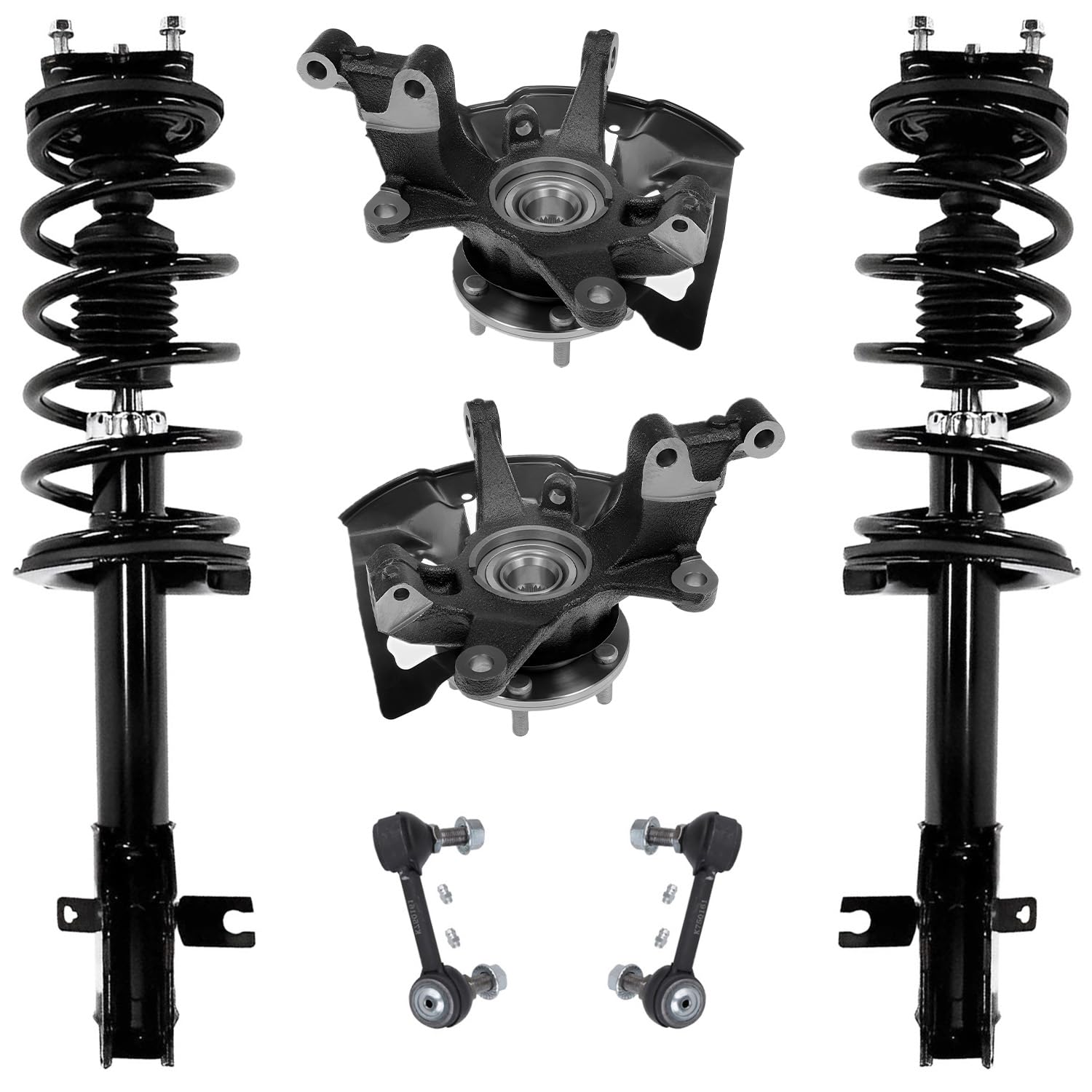 Detroit Axle - Front Steering Knuckles Wheel Hubs Coil Spring Struts Sway