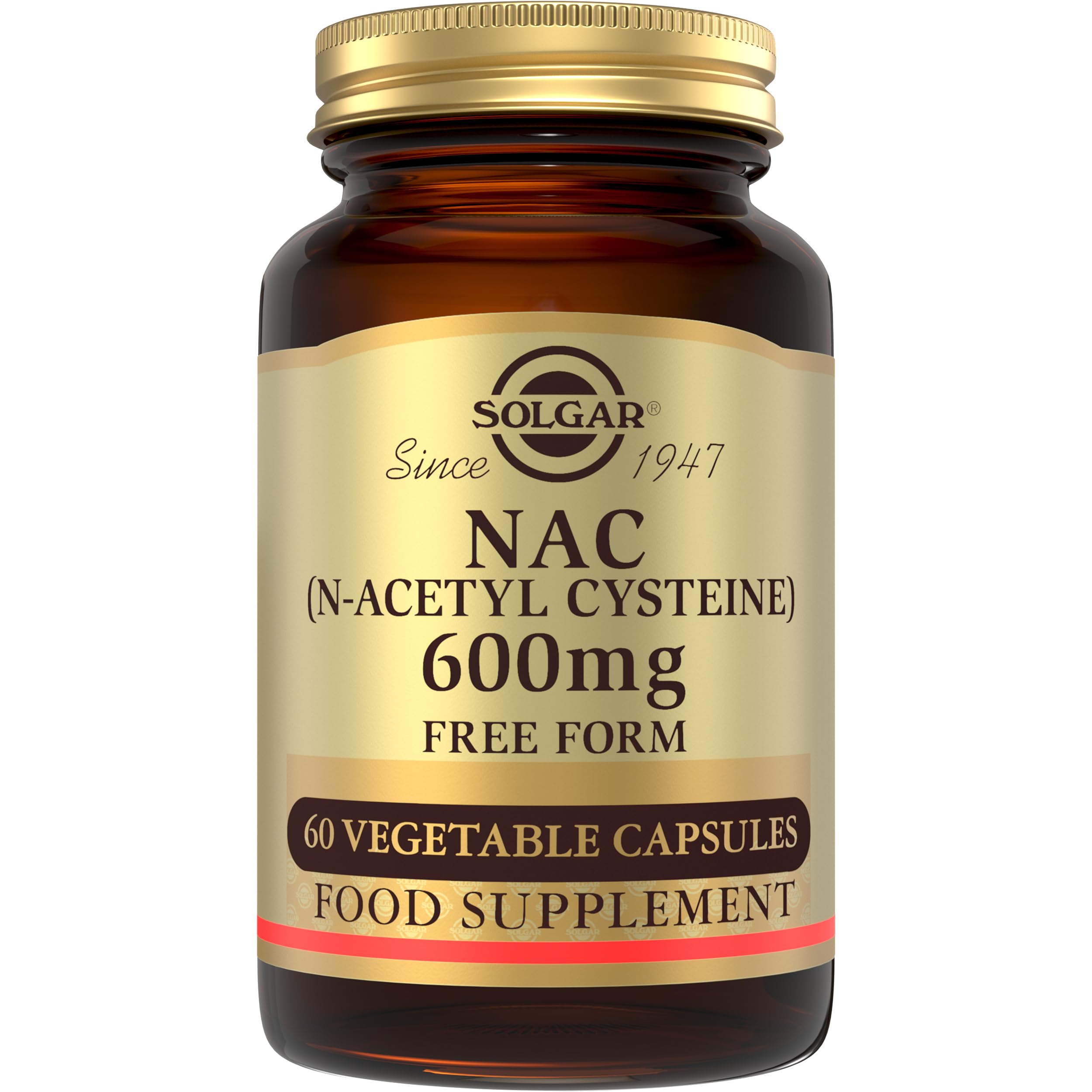 Solgar NAC (N-Acetyl-L-Cysteine) 600 mg Vegetable Capsules - Pack of 60 - Healthy Skin, Hair and Nails - Vegan