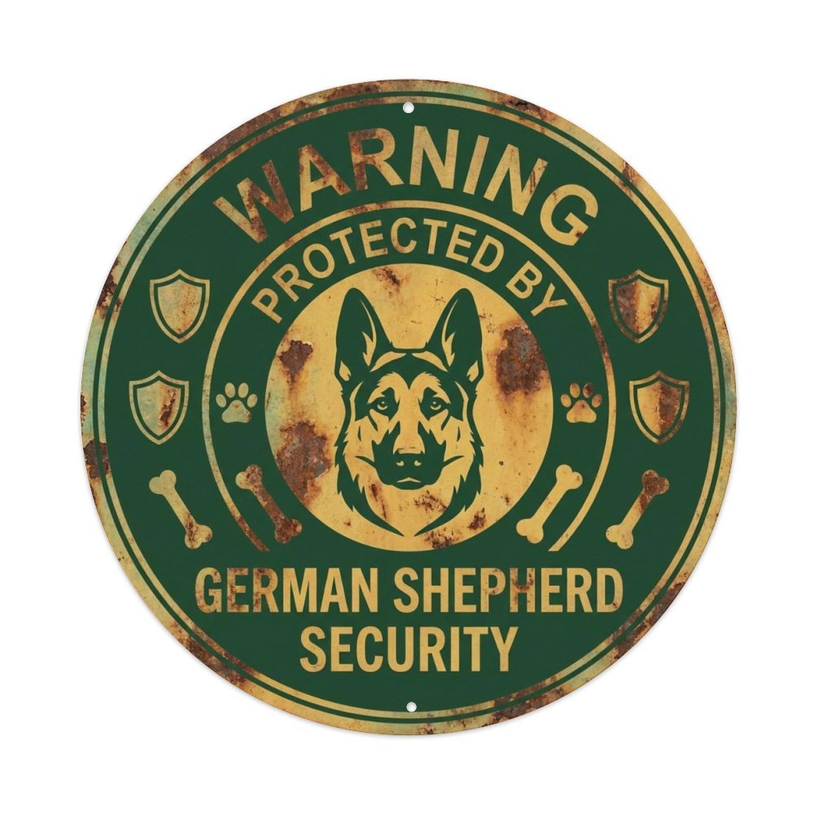 German Shepherd Security Warning Vintage Forest Metal Tin Sign