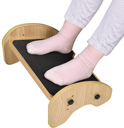 Scalebeard Reposapiés debajo del escritorio, reposapiés de madera para debajo del escritorio, reposapiés ajustable de 4 ángulos con superficie disponible en Yaxa Peru