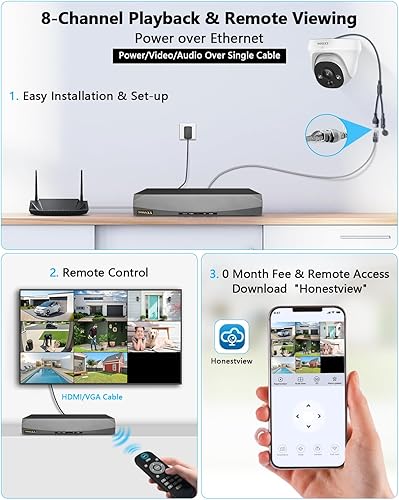 Miniatura 5 de OOSSXX (4K HD y audio de 2 vías ultra gran angular de 130 de 8MP con cable, 8 cámaras IP PoE para sistema de cámara de seguridad para el hogar,