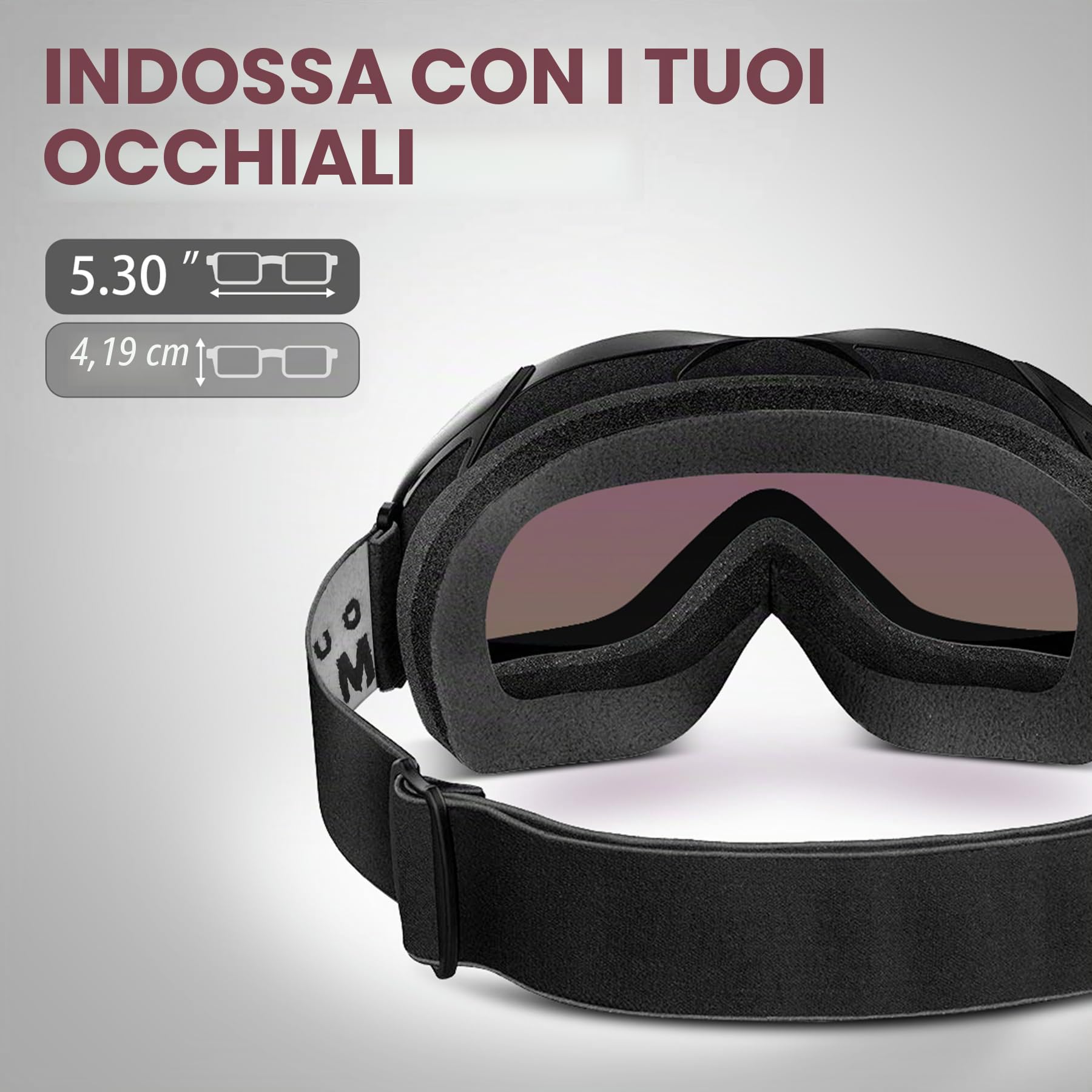 OutdoorMaster Occhiali da sci OTG e da snowboard per uomini, donne e giovani – protezione al 100% dai raggi UV
