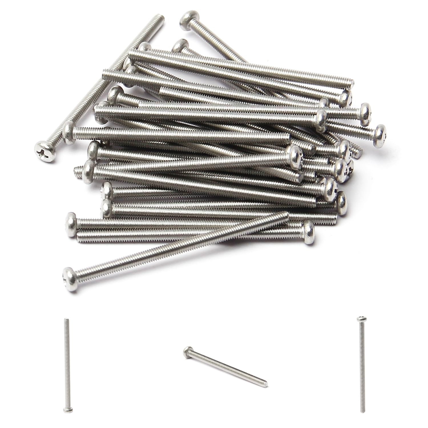 Viti A Macchina M3 X 60 Mm In Acciaio Inox 304 - Testa Pan Phillips, Grigio Argento, 30 Pezzi