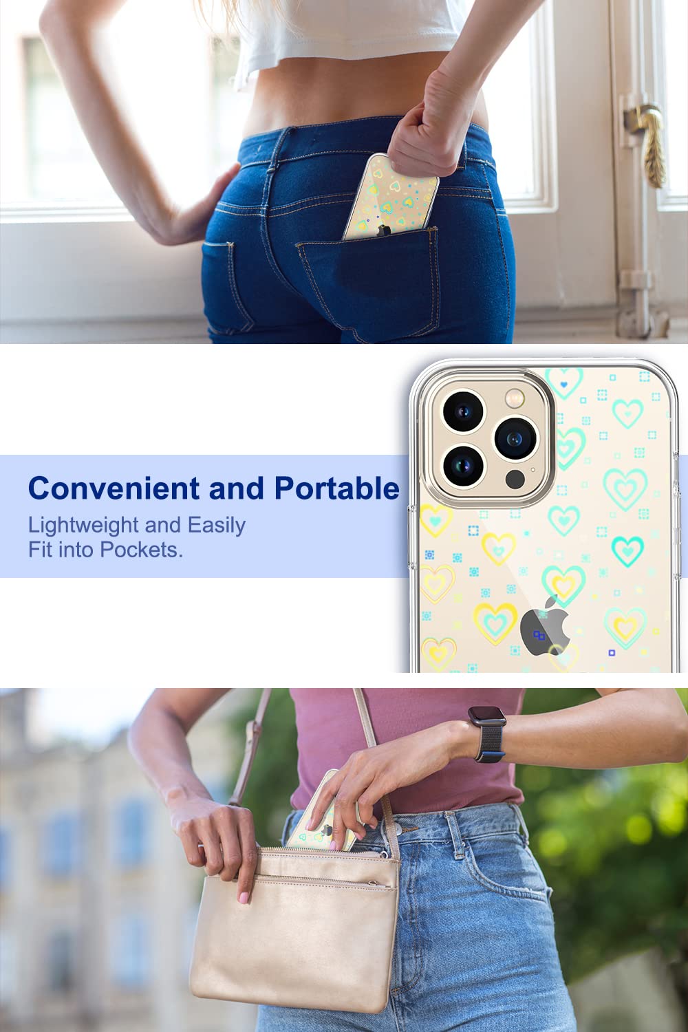 Newseego Custodia per iPhone 15 PRO Glitter Trasparente Ragazze Donne [Copatibile con agSafe
