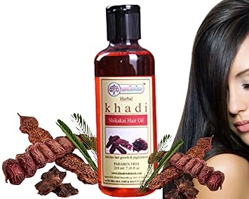 KHADI RISHIKESH Herbal Shikakai Hair Growth Oil - Promotes Healthy, Long, Strong & Shiny Hair - Reduces Hair Fall & Grows Hair, 100% herbal Oil, Free From Parabens - fight dandruff , men & women -210Ml,WITH HAIR COMB FREE