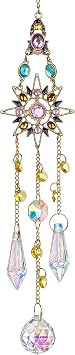 Crystal Icicle Prism Suncatcher Rhinestone Rainbow Maker Hanging Decor | Glass Icicle Prisms Rhinestones Suncatcher Hanging Pendant for Window Home Car Indoor Garden Wedding Party Decor