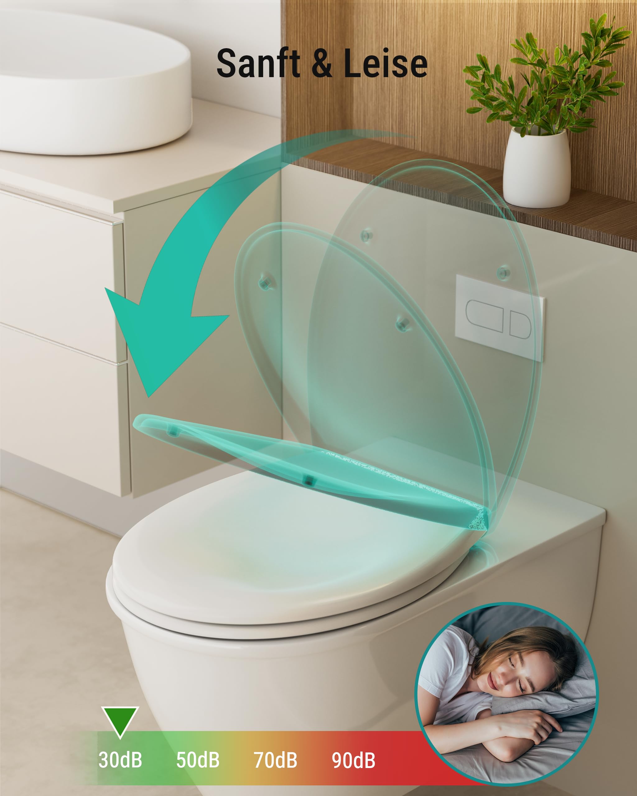 HySail Hochwertiger Toilettendeckel mit Absenkautomatik, Schnellverschluss und Hygienischer Oberfläche – Robust, Umweltfreundlich, Farbbeständig, in Mehreren Farben Erhältlich (Weiß, Oval)