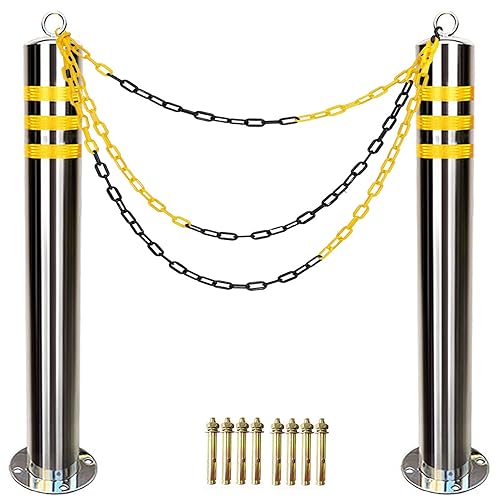 CYGJSYEA Bolardos de acero, bolardo de seguridad, bolardo con cadenas, bolardo de seguridad 2pk